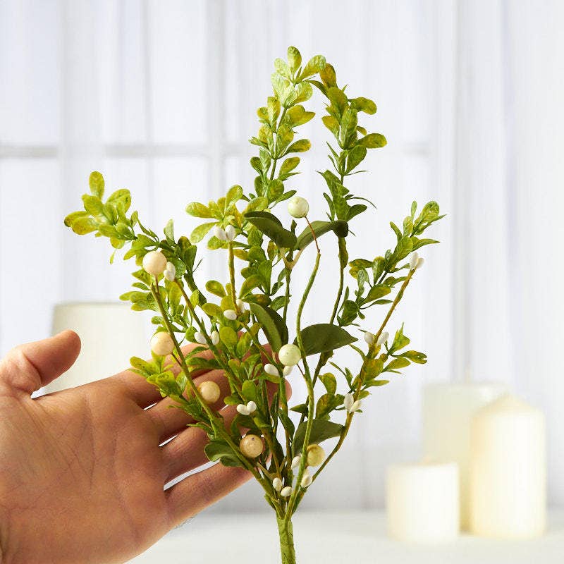 12" Realistic Plastic Leaf Berry Pick