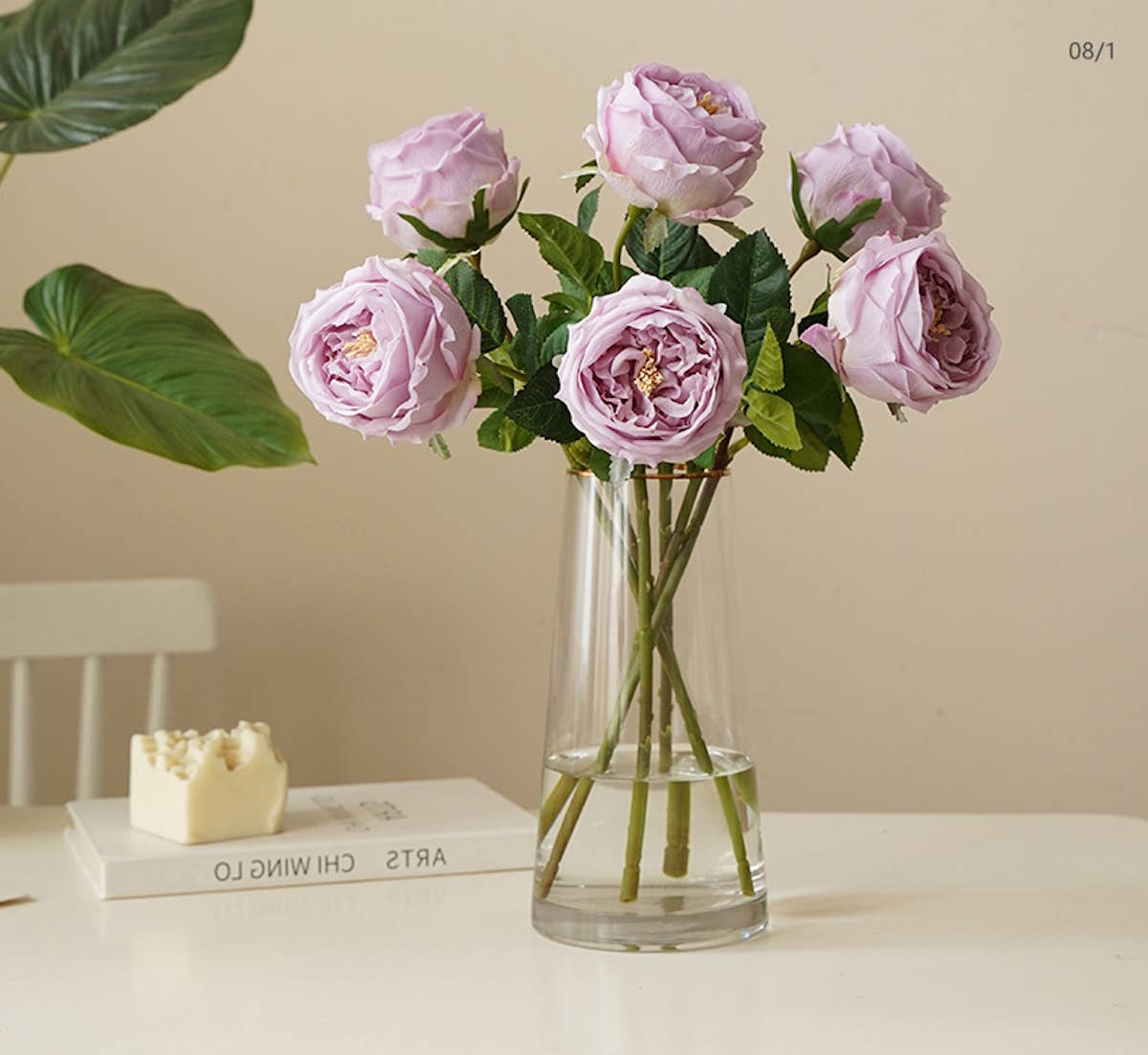 17"Premium Real touch English Austin Cabbage Rose Stem