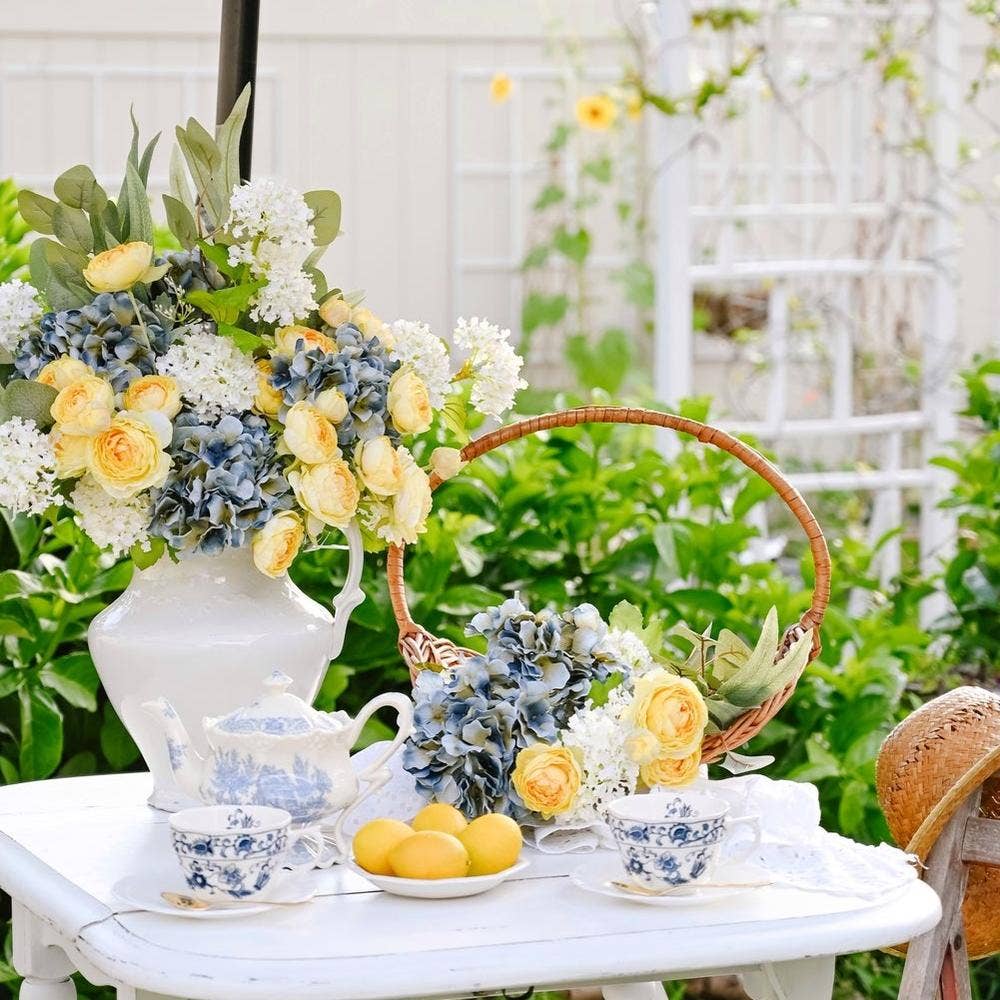 27" Artificial Hydrangea Polysilk Flower Stem - Choose Color