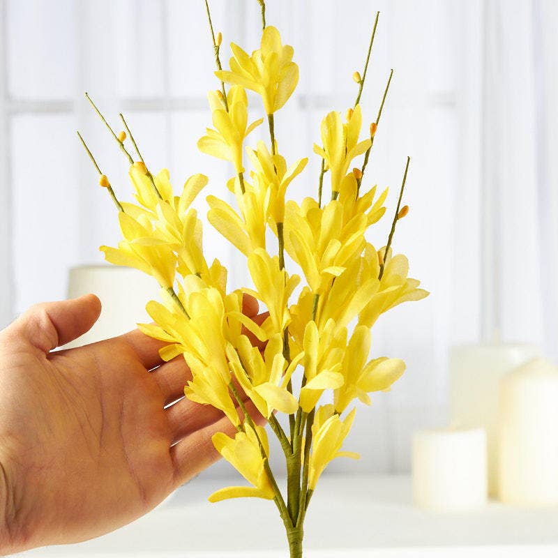 12" Artificial Forsythia Silk Flower Stem