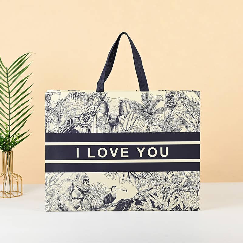 50pc, 3 size LOVE black stripe line art non-woven gift bag