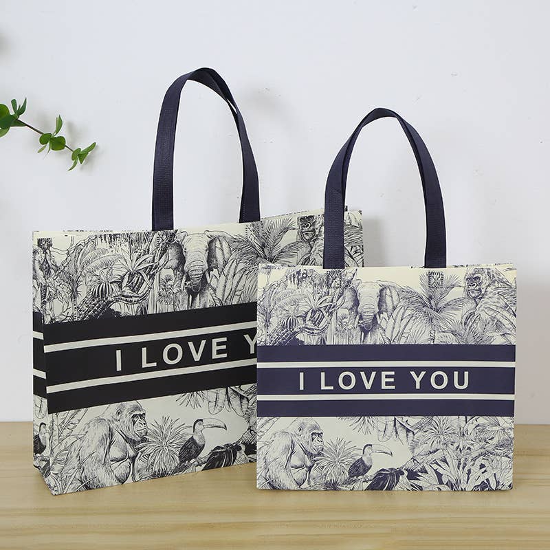50pc, 3 size LOVE black stripe line art non-woven gift bag