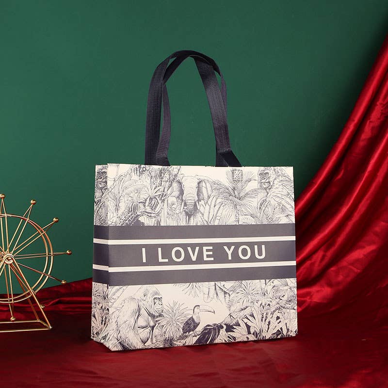 50pc, 3 size LOVE black stripe line art non-woven gift bag