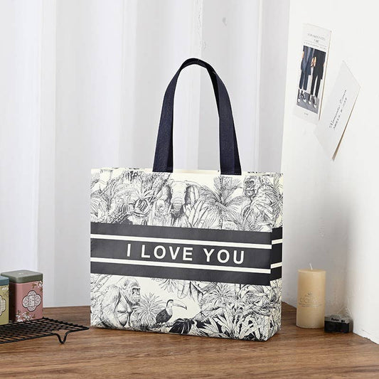 50pc, 3 size LOVE black stripe line art non-woven gift bag